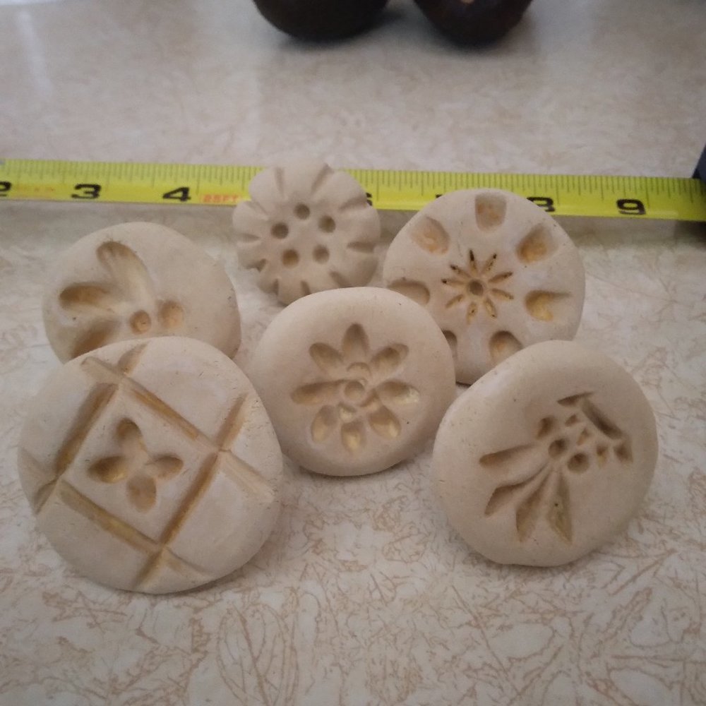 Cookie Stamps,  6 Items, Kilned Clay with Carrying Case and Shortbread Recipe